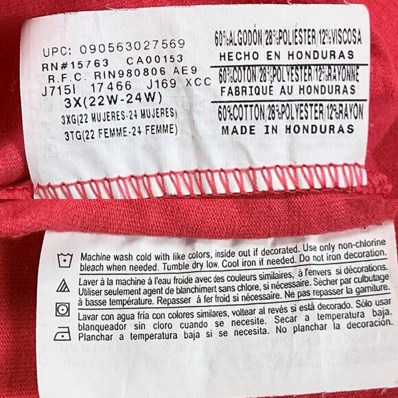 Just My Size Short Sleeve V-Neck Tee Shirt in Salmon Size 3X (22-24W) - Picture 4 of 12